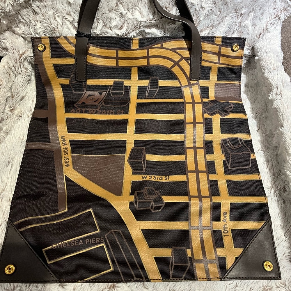 PORTS 1961 Stylish Brown and Tan Tote NYC Map Bag